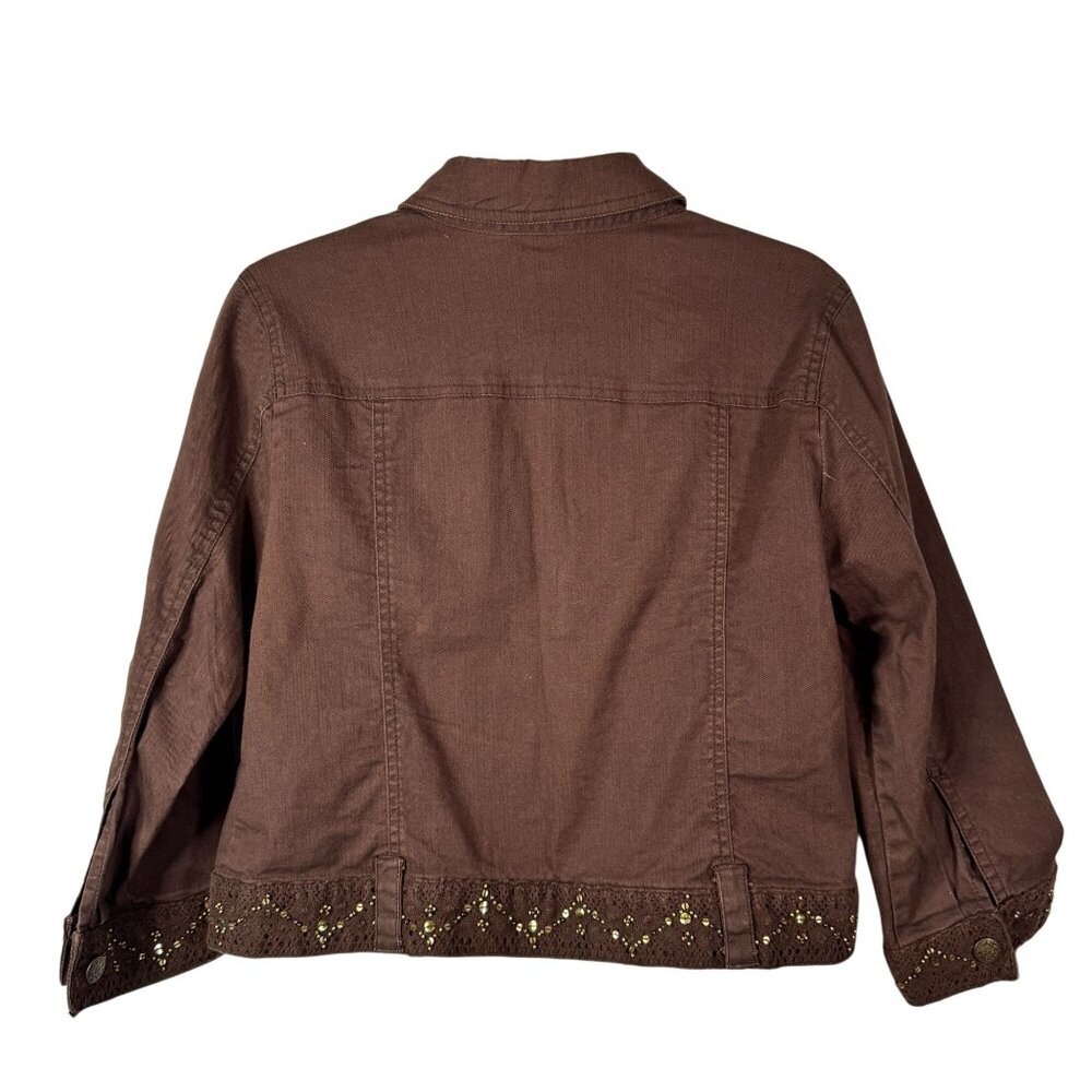 Ruby Rd Brown Embellished Hem Button Up Jacket Si… - image 2